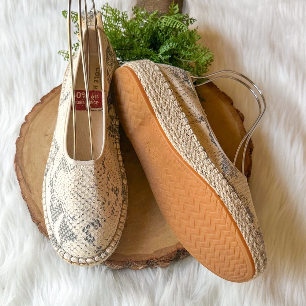 COLE HAAN CLOUDFEEL ROCCIA SNAKE PRINT LEATHER ESPADRILLE FLATS SHOES 6 $180 - Picture 2 of 6